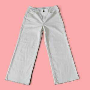 Sonoma Woman's Jeans White Wide Leg Crop Elastic Waist Size 6